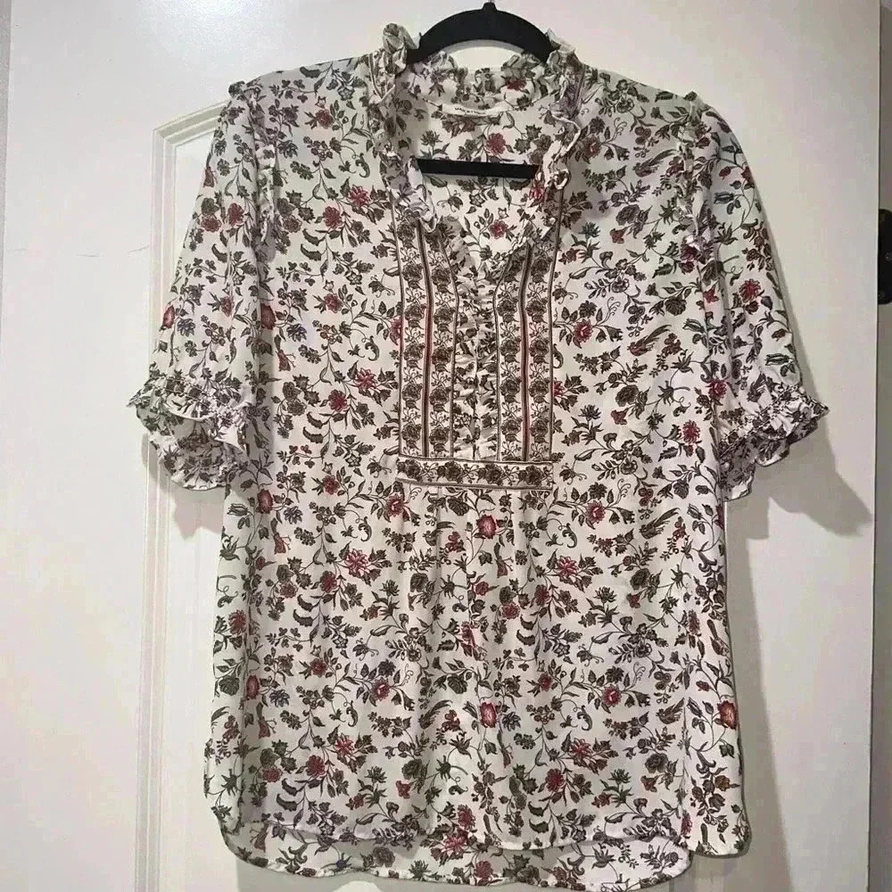 Max studio floral blouse | short sleeves